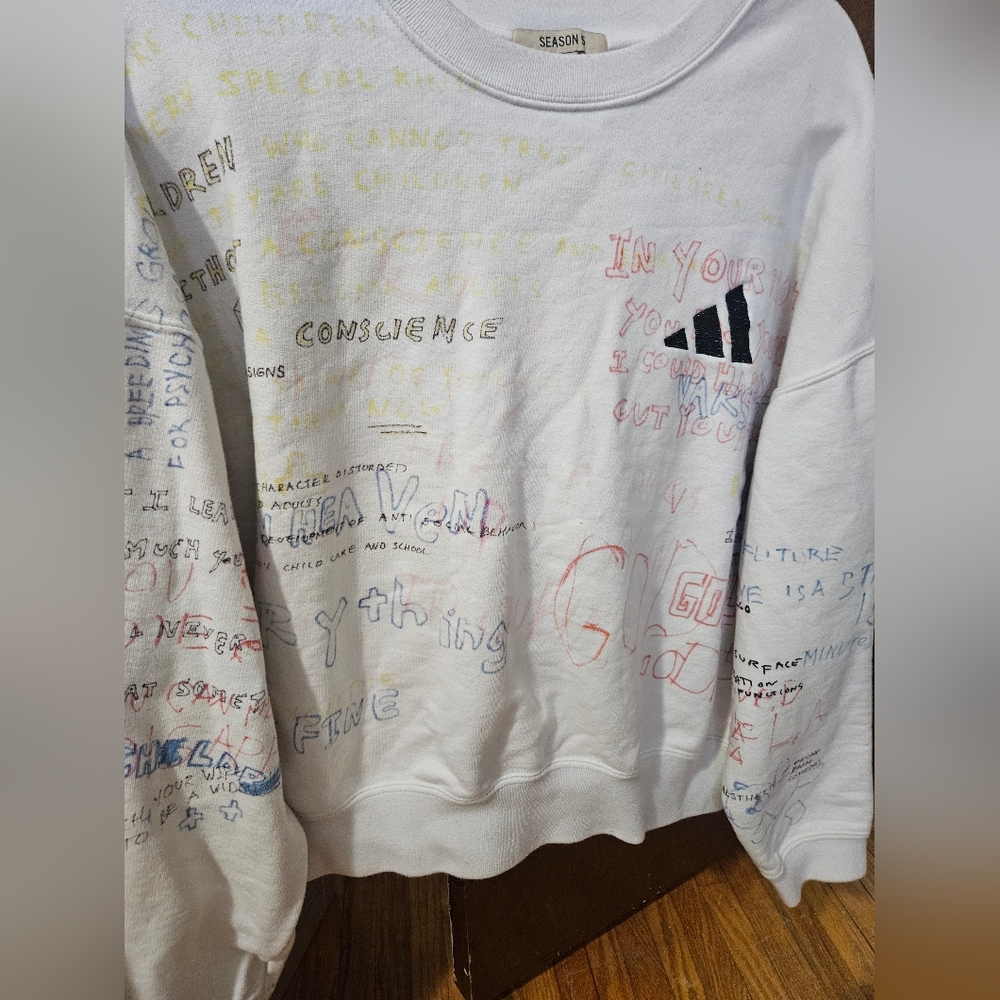 Adidas Yeezy Season 5 Multicolor Graphic Sweatshirt Size L - Picture 6 of 7